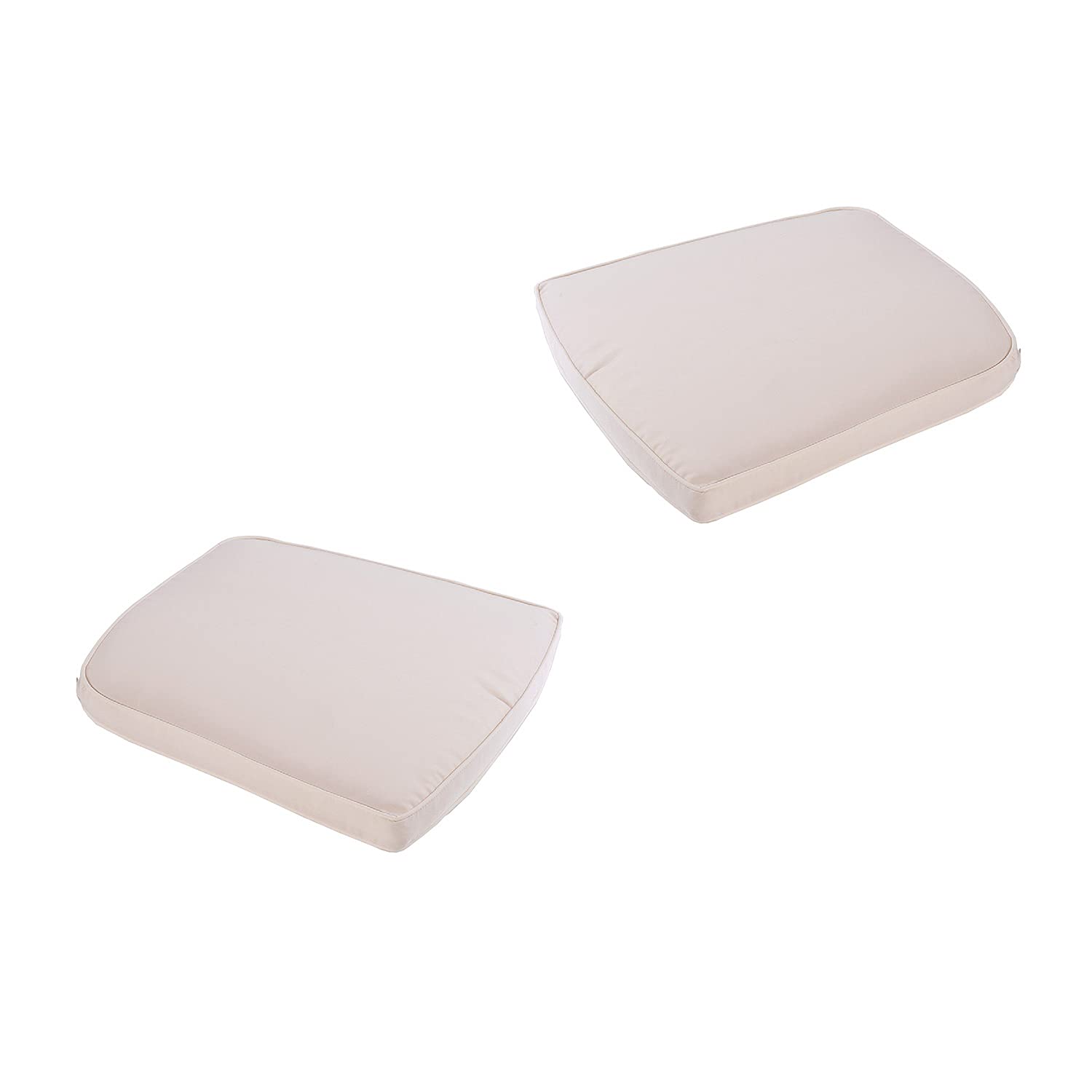 Pack 2 cojines para sillas de jardín, Forma curva, color beige, Medidas 45x47x5 cm, Repelente al agua, Desenfundable, Funda de cojín con relleno para sillas de terraza, Cojines silla de comedor jardín
