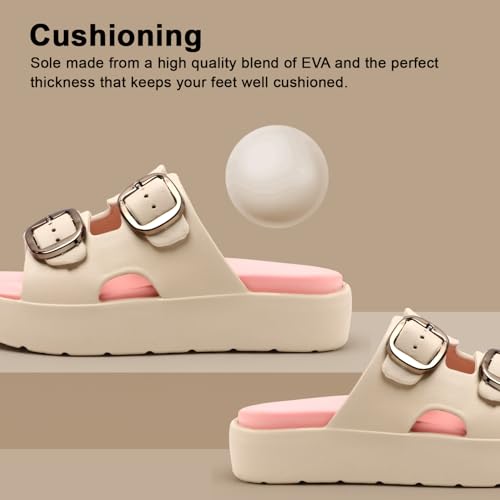 Image of RADIANCE Women Buckle Sandals with Super Soft Insole | Ergonomic Footbed | Lightweight | Skin-Friendly | Cushioned Sole | Trusted by Doctors l Latest, Stylish and Trendy Slip-Ons for Girls and Ladies