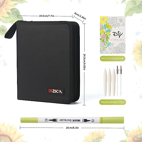 Duo Tip Brush Markers Art Pen, Zscm 72 Colors Artist Fine Brush Tip Coloring Pens Markers For Easter Eggs Painting, Adult Coloring Books, Kids Drawing Bullet Journaling Note Taking School Supplies … #TOP2