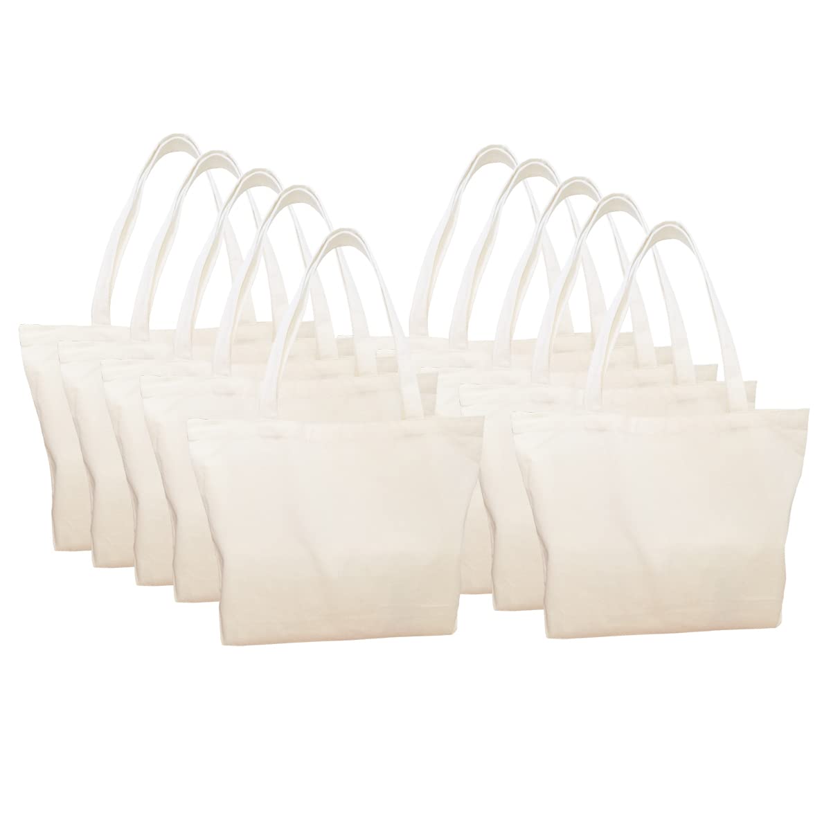 10 Pcs Canvas Tote Bags Natural Cotton for DIY Crafts Sublimation Blank Bag Screen Printing Blank Bag Paintable Suitable Washable Grocery Shopping Tote Bags for DIY Carry Books