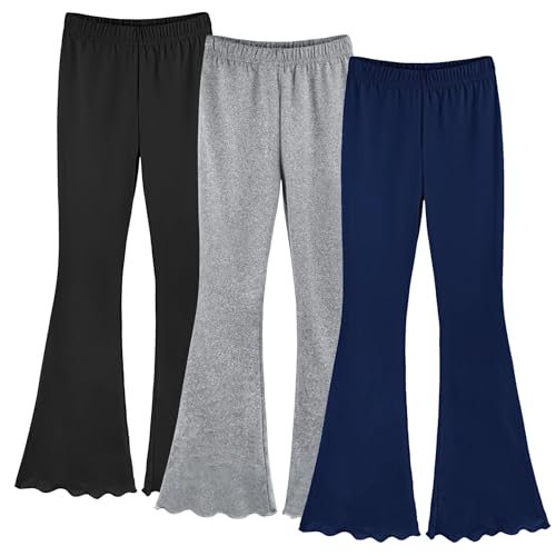 Image of ZukoCert Girls Flare Leggings, Mid Waist Bell Bottom Pants for Kids, Kids Flare Pants Size 4-13Y