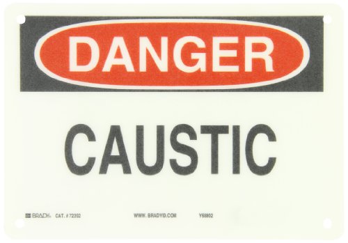 Panneau danger caustique Brady noir et rouge 17,8x25,4 cm pour matières dangereuses 72392