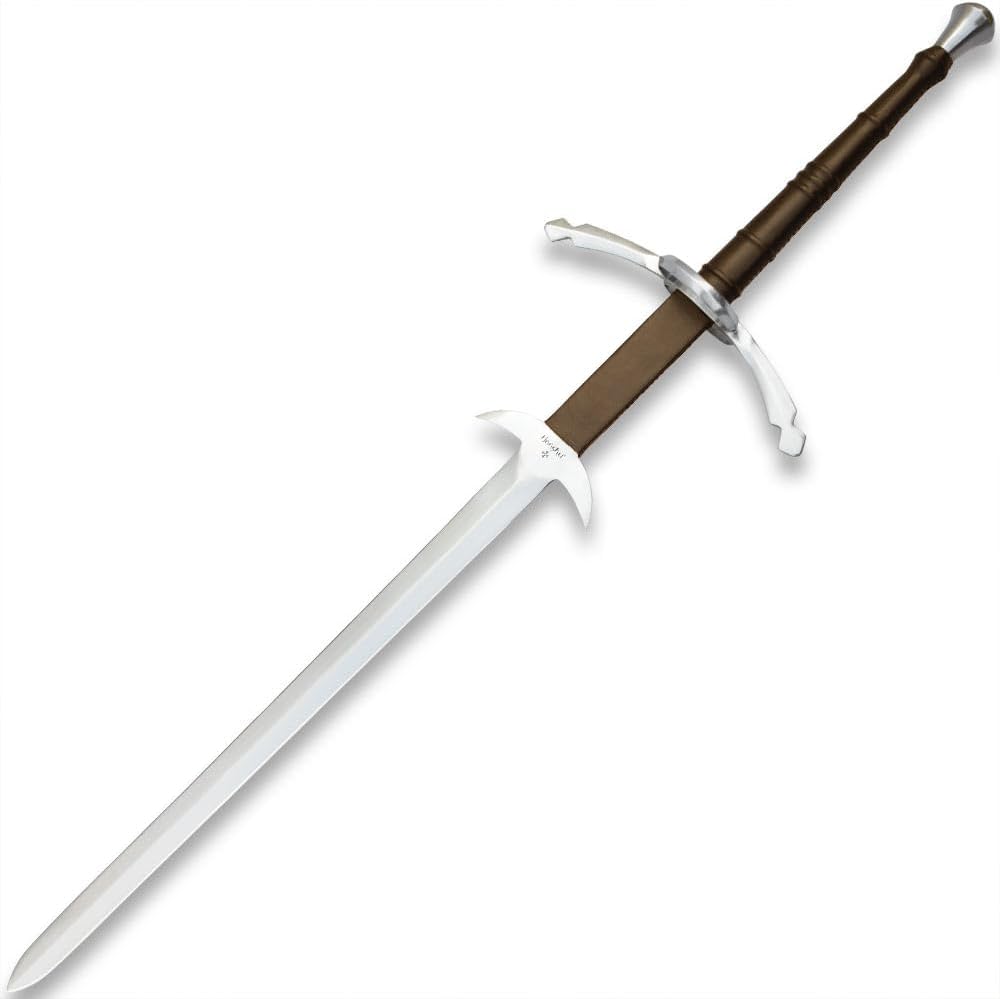 Honshu Historical Great Sword | 33" 1080 Carbon Steel Blade | Large Guard with Parrying Hooks | Leather-Covered Handle | Steel Pommel for Balance | 55 1/2" Overall Length