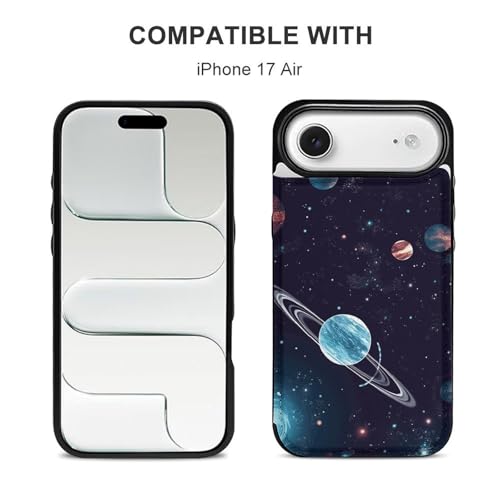 Étui portefeuille iPhone 17 Galaxy Decor coque fine anti-choc avec porte-cartes chic