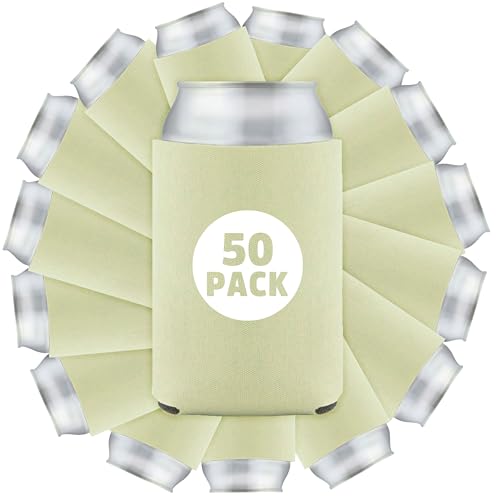 50 Pcs Bulk Blank Collapsible Can Coolers - Perfect For Sublimation Printing, HTV, Screen Printing or DIY Crafts (Camel)