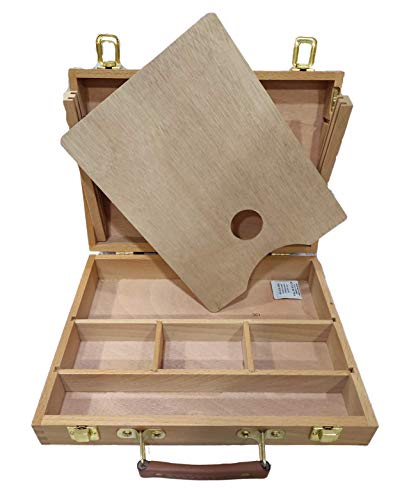 Image of Brustro Artists Empty Wooden Painting Box with a Palette