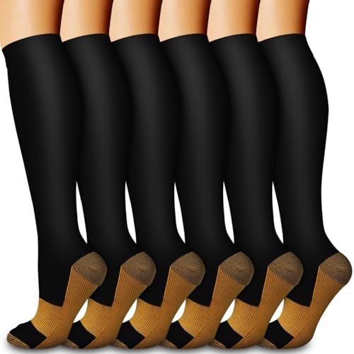 Image of Compression Socks for Women & Men Circulation (6 Pairs) 15-20 mmHg is Best Support for Athletic Running,Nurse