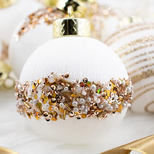 12Pcs Silk Christmas Ball Ornaments, Satin Christmas Tree Luxury Vintage Hanging Ornaments, Chrisma Home Decorations For Xmas Tree, Wreath Garland Decor, Wedding (White) #TOP3