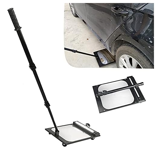 Bilinspektionsspegel med LED och universella hjul, akryl explosionssäker 12-tums diameter teleskopisk konvex spegel 30cm till 110cm justerbar