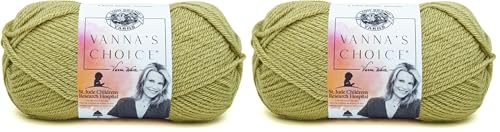 Image of Lion Brand Yarn (1 Skein) Vanna's Choice Yarn, Dusty Green (Pack of 2)