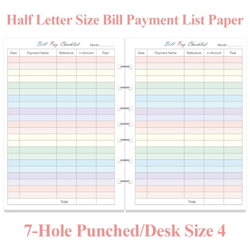 Papel de recambio mini de 7 agujeros con control de pagos mensuales 50 hojas 2