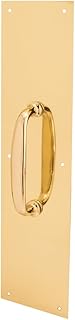 Prime-Line Products J 4578 Door Pull Plate, 4-Inch X 16-Inch, Oval Handle, Polished Brass