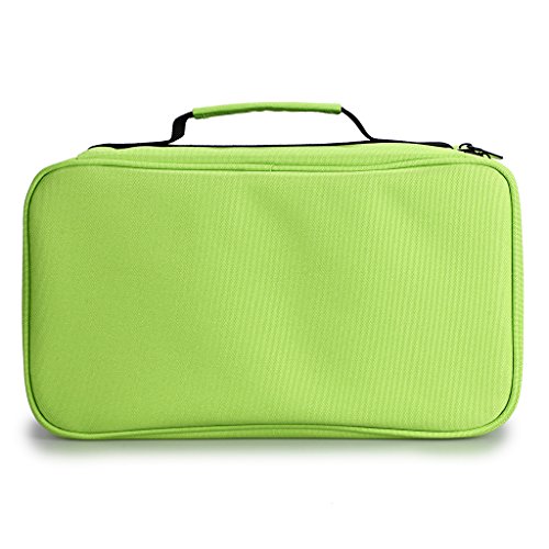 Btsky Art Marker Carrying Case Lipstick Organizer-60 Slots Canvas Zippered Markers Storage For Touch Spectrum Noir Paint Sharpie Markers, Empty Wallet Only(Green) #TOP1