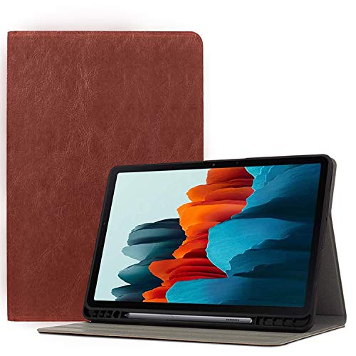 Image of Robustrion Smart Hard Back Flip Stand Case Cover for Samsung Galaxy Tab S8 / S7 11 inch SM-X700 /X706 /T870 /T875 with S Pen Holder - Dark Brown