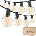 RTTY Outdoor String Lights 25ft, G40 Led Patio Lights with 13pcs Plastics Bulbs, Shatterproof Waterproof Connectable Hanging Globe Lights for Porch Cafe Bistro Backyard Gazebo Balcony Party Decor