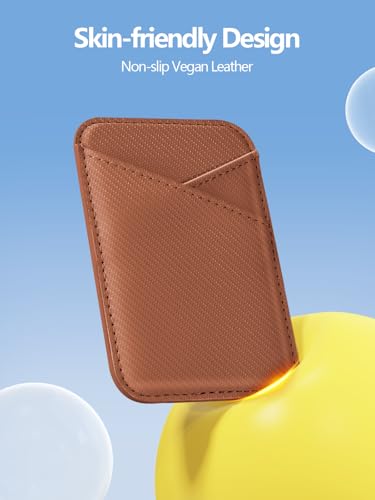 Image of Miroddi for MagSafe Wallet, Leather Magnetic Card Holder for iPhone 16 /15 /14 /13 /12 Series, 0.12 inch Invisible Ultra-Thin Magnetic Phone Wallet, 2 Independent Card Slot, RFID Blocking, Carbon Fiber Brown