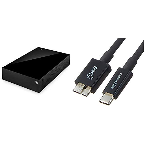 Seagate Desktop 8TB External Hard Drive HDD USB 3.0 for PC Laptop and Mac (STGY8000400) & AmazonBasics USB Type-C to Micro-B 3.1 Gen2 Charger Cable - 3 Feet (0.9 Meters) - Black