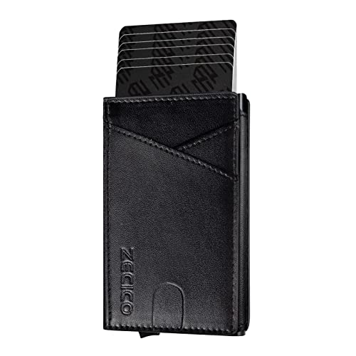 Image of Mens Slim Wallet Money Clip: Bifold Leanther Wallets RFID Blocking Front Pocket Wallets Credit Card Holder with ID Window Gift for men