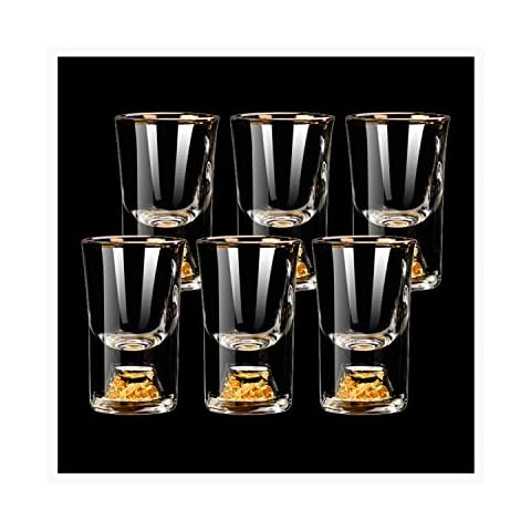 YBCPACK Juego de 6 vasos de chupito dorados de 10 ml Cover