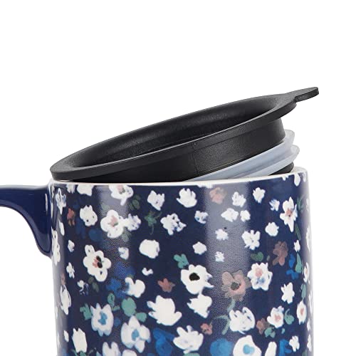Topadorn Coffee Ceramic Mug Porcelain Latte Tea Cup With Lid 17Oz. Floral #TOP6