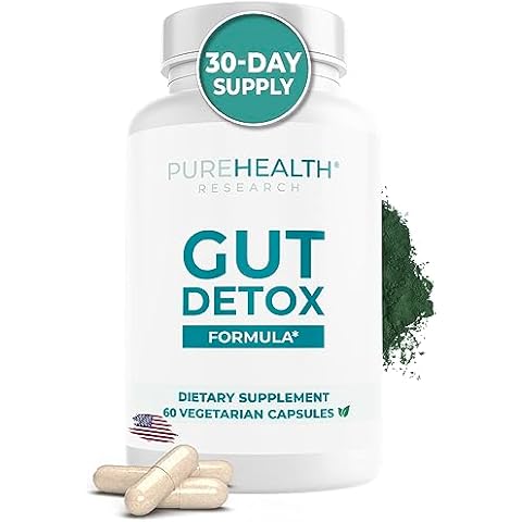 PUREHEALTH RESEARCH Gut Cleanse Formula Digestion Supplement - Comprehensive Gut Cleanse with Zeolite Detox & Zeolite Clinoptilolite - Cleanse Harmful Chemicals for Optimal Wellness -1 Bottle Cover