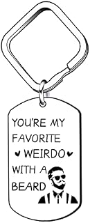LKJHGF Funny Gifts for Boyfriend Husband Beard Gifts for Men Valentine's Day Anniversary Birthday Gifts for Him You're My Favorite Weirdo Keyring