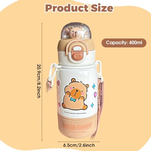 Botella de agua de acero inoxidable de 400 ml portátil para niñas 4