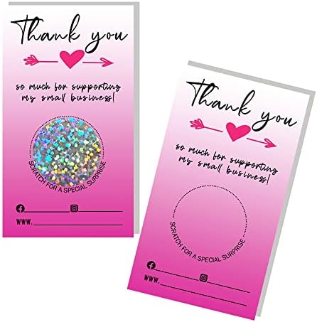 Wanyeer Scratch Off Thank You Cards, Small Business Thank Yous,50 Pack 2x3.5''Customer Thank You Cards, Scratch Off Game Cards, Business Scratch Offs ...