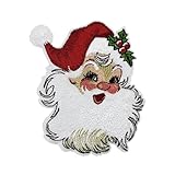 4" Retro Santa Vintage Christmas 80s Embroidered Iron‑On Patch