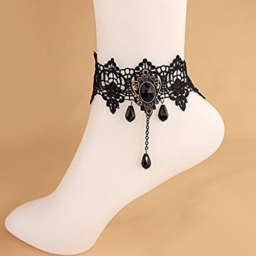 Romantic Retro Vintage Gothic Sexy Clear Rhinestone Anklet Foot Sandal Beach Wedding Jewelry Lace Ankle Bracelet Women Anklets Chain image 3