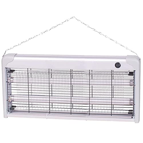 BAKAJI Zanzariera Elettrica 30W Slim Salvaspazio Anti Zanzare Mosche 2 Lampade 15W UV LED Elettroinsetticida Antizanzare con Catena e Piedini Dimensione 50 x 26 x 6 cm