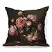 MVLJG Pink Floral Pillow Covers 18x18 Double-Sided, Dark Farmhouse Cottage Core Flower Decorative Throw Pillow Covers for Home Living Room Bedroom Sofa Couch