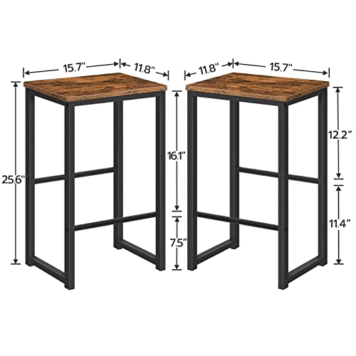Hoobro Bar Stools, Set Of 2 Bar Chairs With Different Height Pedals, 25.6 Inch Tall, Black Steel Frame, For Living Room, Dining Room, Kitchen, Industrial Design, Rustic Brown Bf34By01G1 #TOP2