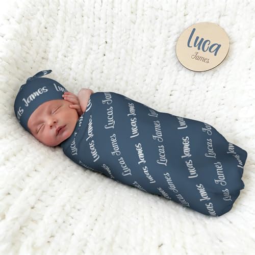 Image of Personalized Baby Blanket, Custom Swaddle Blanket for Newborns with Name, Customized Baby Blanket for Boys and Girls, Ideal Personalized Baby Gifts for Newborns and Baby Showers (Classic Name Design)