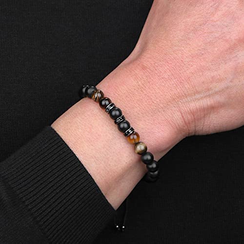 Joycuff Beaded Bracelets To My Man Mens Link New Year Bracelets Birthday Christmas Gifts Matte Agate Bracelect 8Mm Natural Tiger Eye Bracelets Adjustable #TOP1