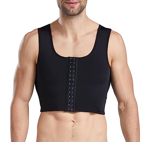 Mens Hide Gynecomastia Corset Vest Adjustable Compression Chest Binder for Men to Hide Moobs