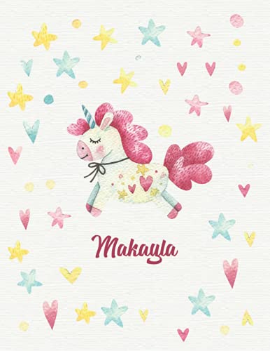 Makayla: Unicorn Notebook Personal Name Wide Lined Rule Paper | Notebook The Notebook For Writing Journal or Diary Women & Girls Gift for Birthday, ... | 162 Pages Size 8.5x11inch | Matte Finish