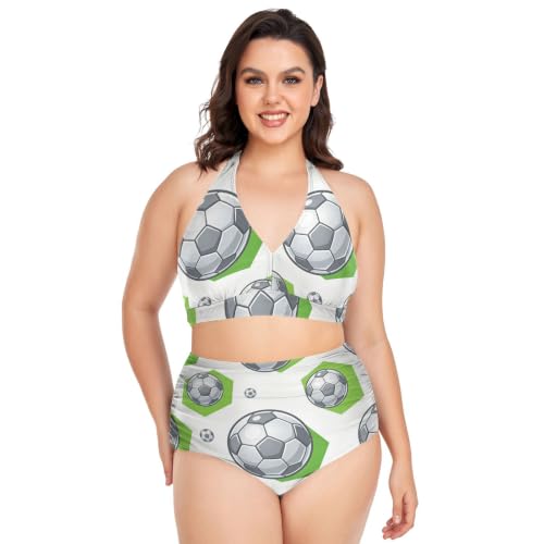 Bikini taille plus contrôle du ventre vert réglable 2 pièces spécial Coupe du Monde 2026