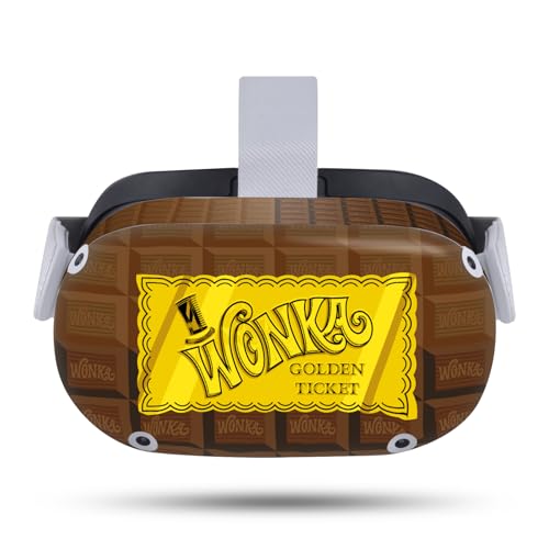 Vinyle autocollant Meta Quest 2 Willy Wonka : graphisme ticket d'or haute définition résistant