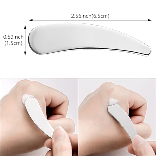 5 Pcs Mini Metal Cosmetic Spatulas Makeup Cream Spoon Skincare Spatula Silver Dig Scoop Practical Beauty Accessories for Mixing and Sampling Makeup Cosmetic Beauty Tools - Image 3