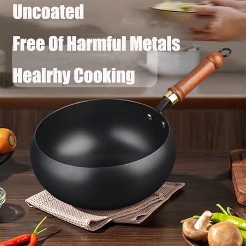 28 cm Gusseisen-Schmortopf, unemaillierte antihaftbeschichtete Eisenpfanne mit Holzdeckel, handgeschmiedet für hohe Hitze Kochen und Köcheln, langlebiges Küchenzubehör 3 28 cm Gusseisen-Schmortopf, unemaillierte antihaftbeschichtete Eisenpfanne mit Holzdeckel, handgeschmiedet für hohe Hitze Kochen und Köcheln, langlebiges Küchenzubehör