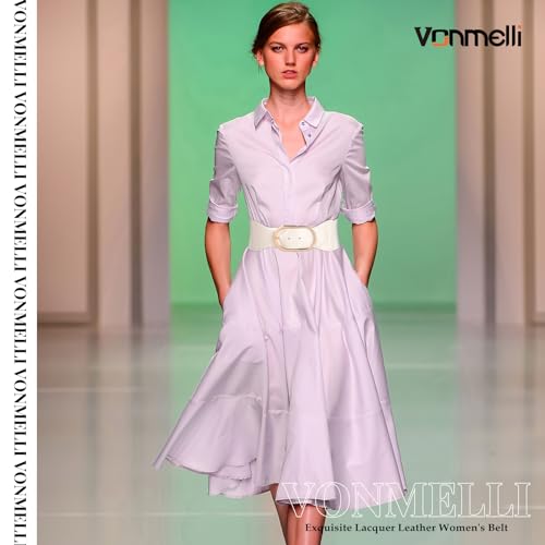 VONMELLI Vintage Wide Elastic Belt for Women's Dresses Stylish Stretchy Waistband with Oval Gold Buckle3