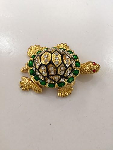 Miniature Turtle Trinket Box Jewelry Box with Inlaid Crystal Figurine
