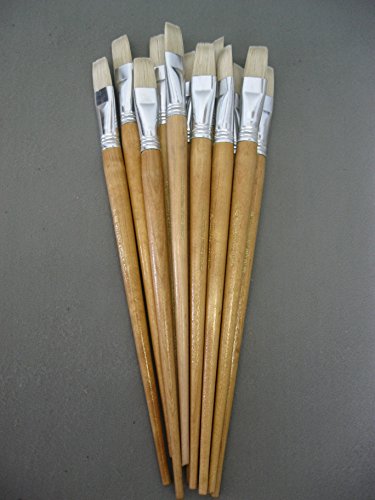 12pcs Artist Brushes White Bristle Acrylic and Oil Brush Bright Sizes #22