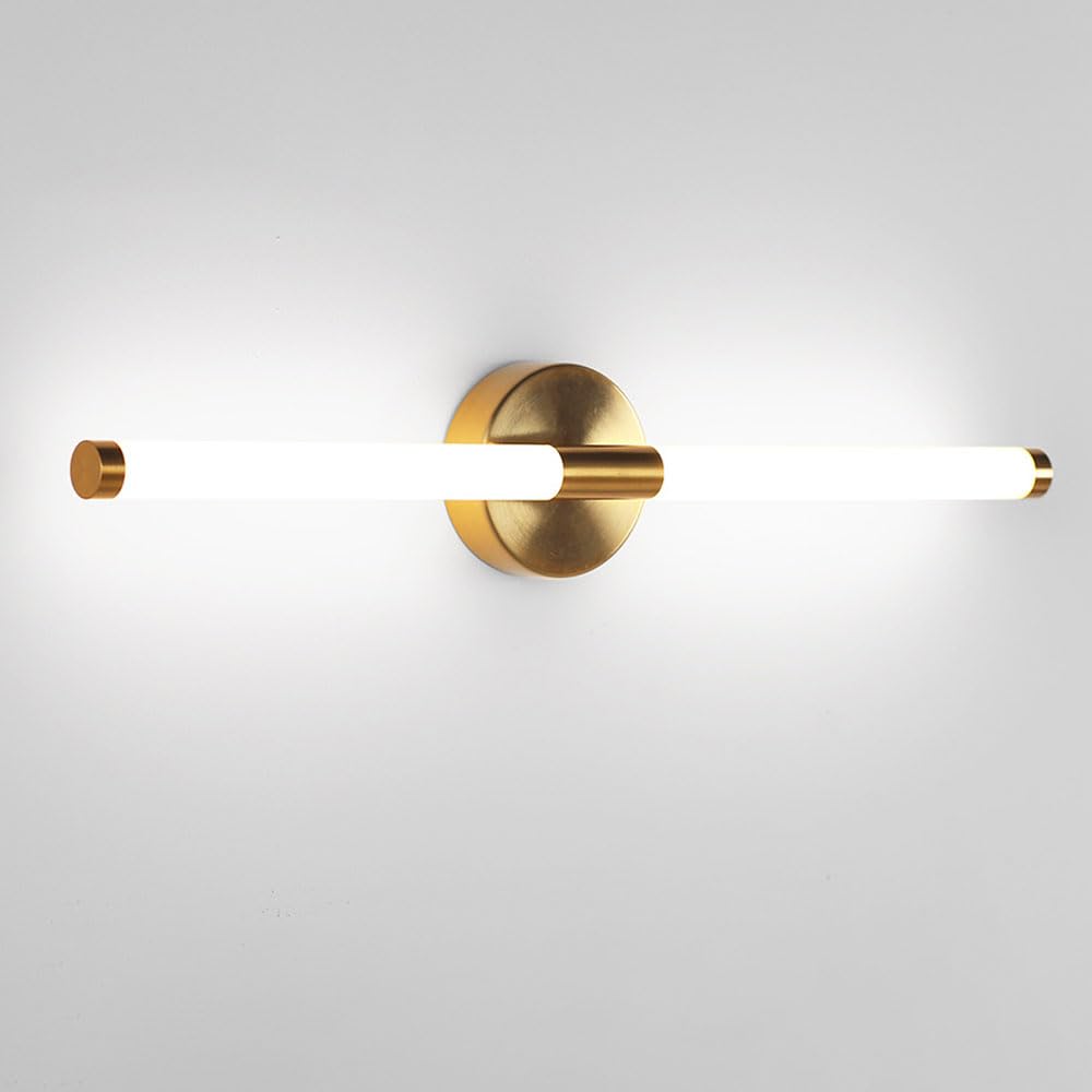 Gold Vanity Lamp LED Bathroom Light Fixture Over Mirror Modern Linear Mirror Front Lights Bar, Long Vanity Sconce Wall Lighting for Dressing Table Living Room Indoor Wall Washer