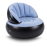 BOFITENG Aufblasbarer Sessel Sofa mit Flockoberfläche，Aufblasbares Sofa Rundes Luftsofa inkl Fußpumpe Wasserdichtes Luftsofa Aufblasbares für Wohnzimmer, Couch Aufblasbar Outdoor Camping (Hellblau)
