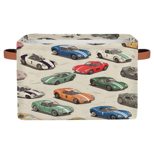 Image of Race Cars Storage Baskets for Organizing, Fabric Collapsible Storage Bins Box Cool Decorative Toy Organizer Baskets for Closet Shelves Gift Basket 1 Pc