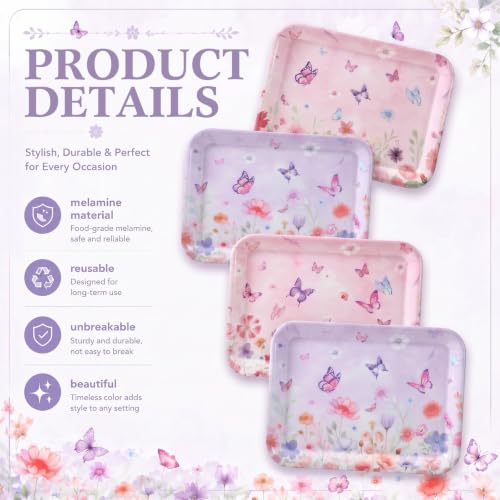 Tiangrid 4 Pieces Butterfly Serving Trays Melamine Platters by Tiangrid - Used condition - Image 3