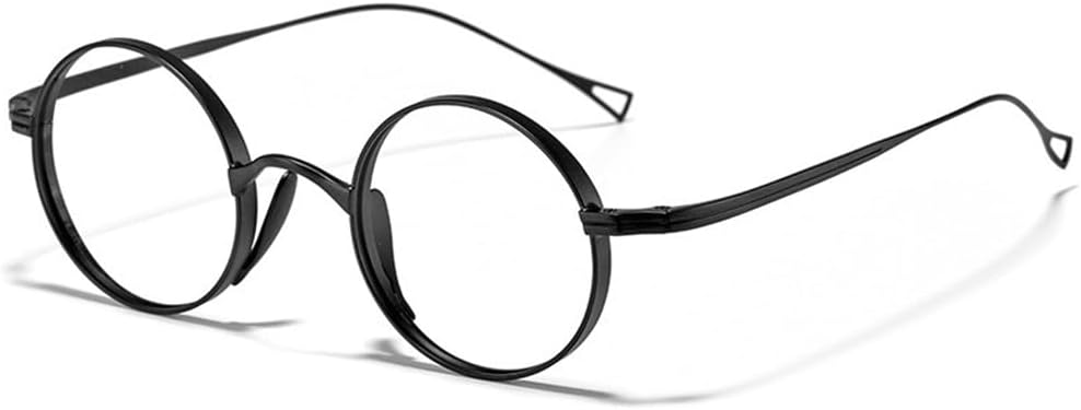 krlanhxHandmade Men Titanium Alloy Eyeglasses Lightweight Retro Round Eyewear Frame