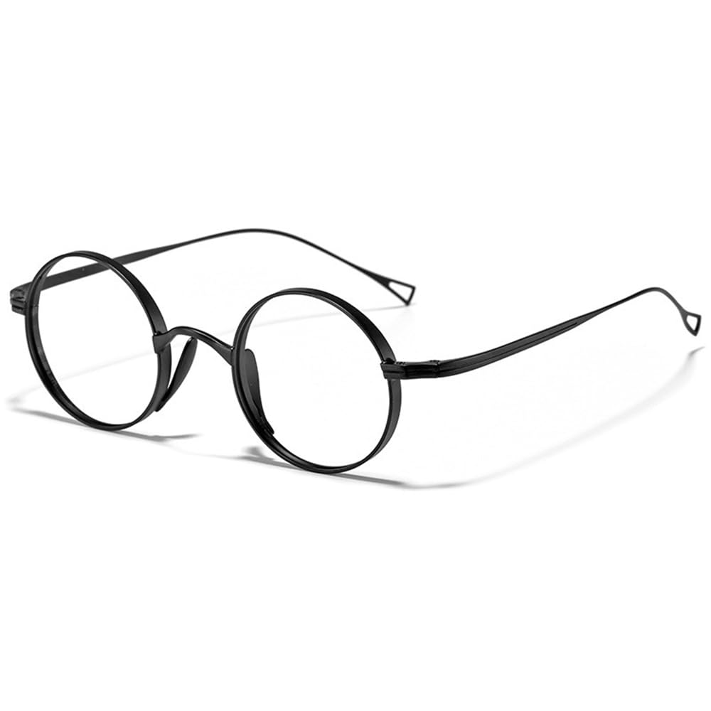 krlanhxHandmade Men Titanium Alloy Eyeglasses Lightweight Retro Round Eyewear Frame